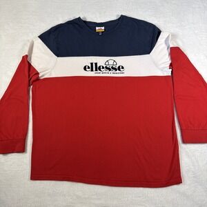 ellesse 3XL Colorblock Long Sleeve Logo Shirt Dolman Sleeve 100% Cotton